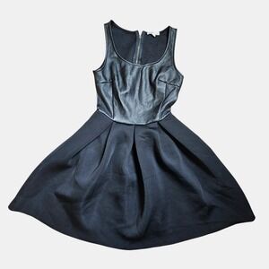 Charlotte Russe Faux Leather Pleated Mini Dress XS Zip Skater Y2K‎ 90s USA